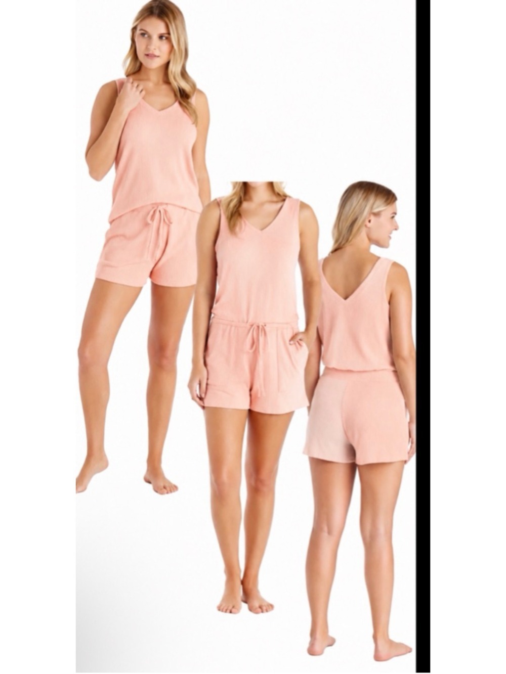 NWT Softies Apricot V-Neck Short Romper XL Dream Soft Fabric
